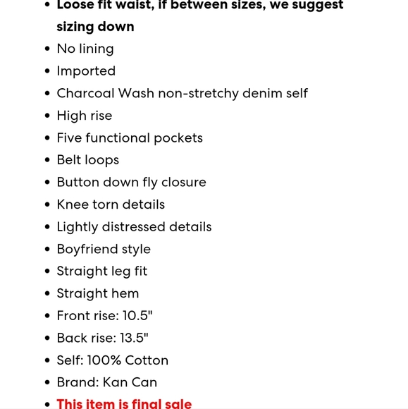 Kancan high rise Charcoal black Wash High Rise Torn Straight Jeans 90s 7 27 NWOT - Picture 9 of 16